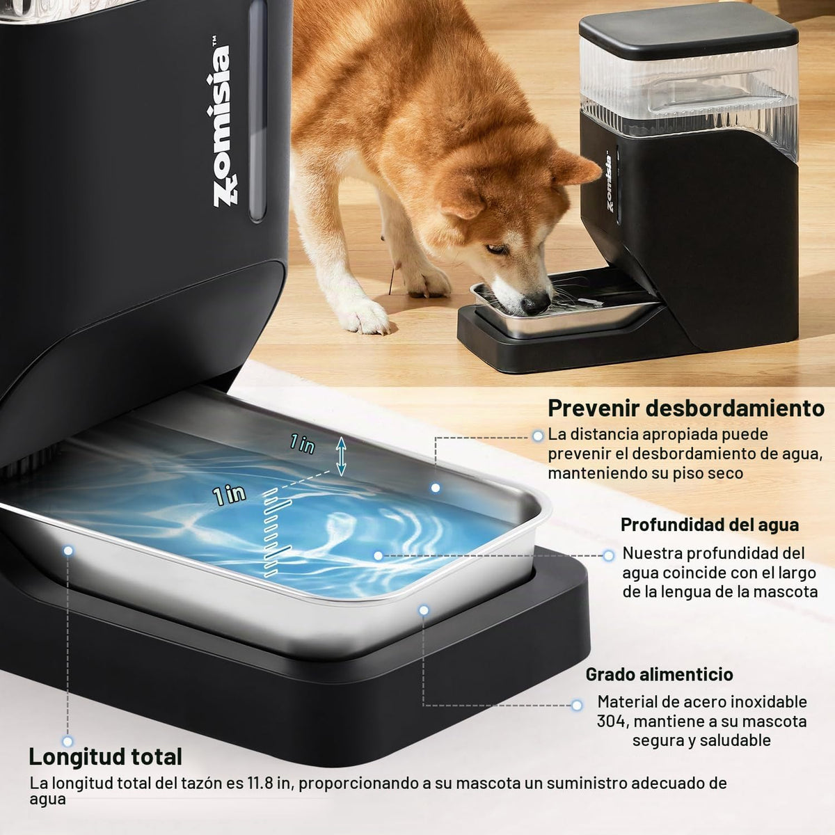 ZOMISIA Dispensador automático de agua para perros de 11 litros con...