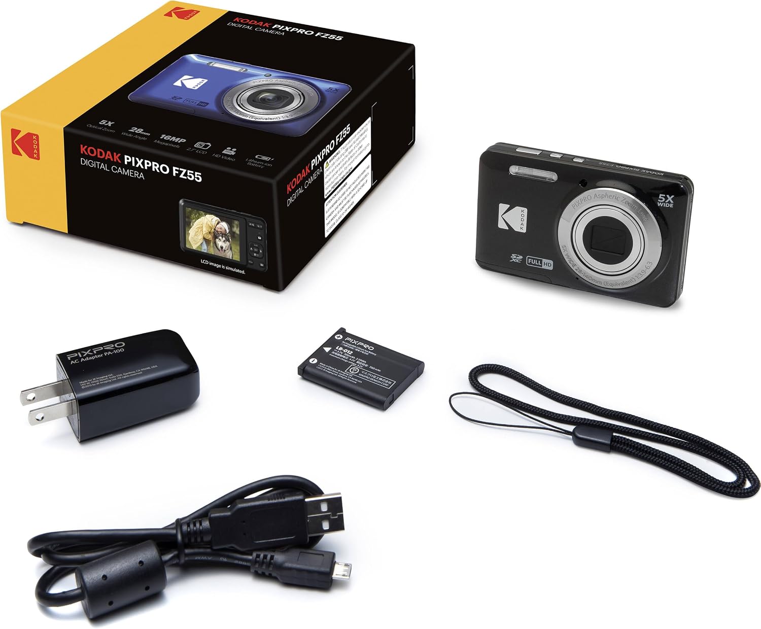 Kodak PIXPRO FZ55 cámara digital negra de 16 MP con zoom óptico 5X,...