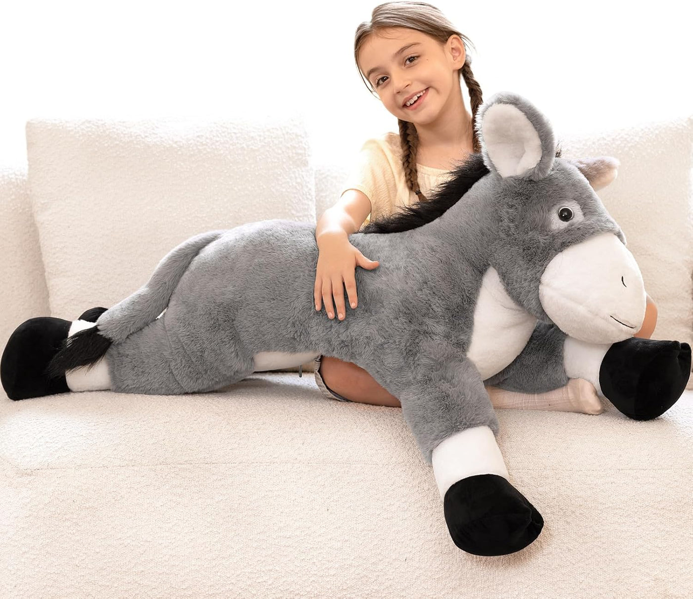 Tezituor Animal de peluche de burro gigante de 43.3 pulgadas, almoh...