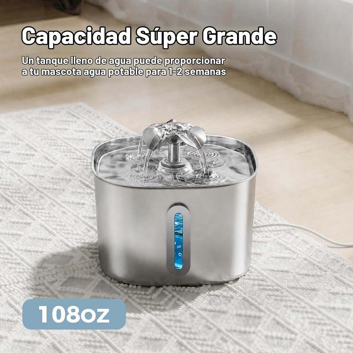 Fuente de agua para gatos de 108 oz\/3.2 L, fuente de acero inoxida...