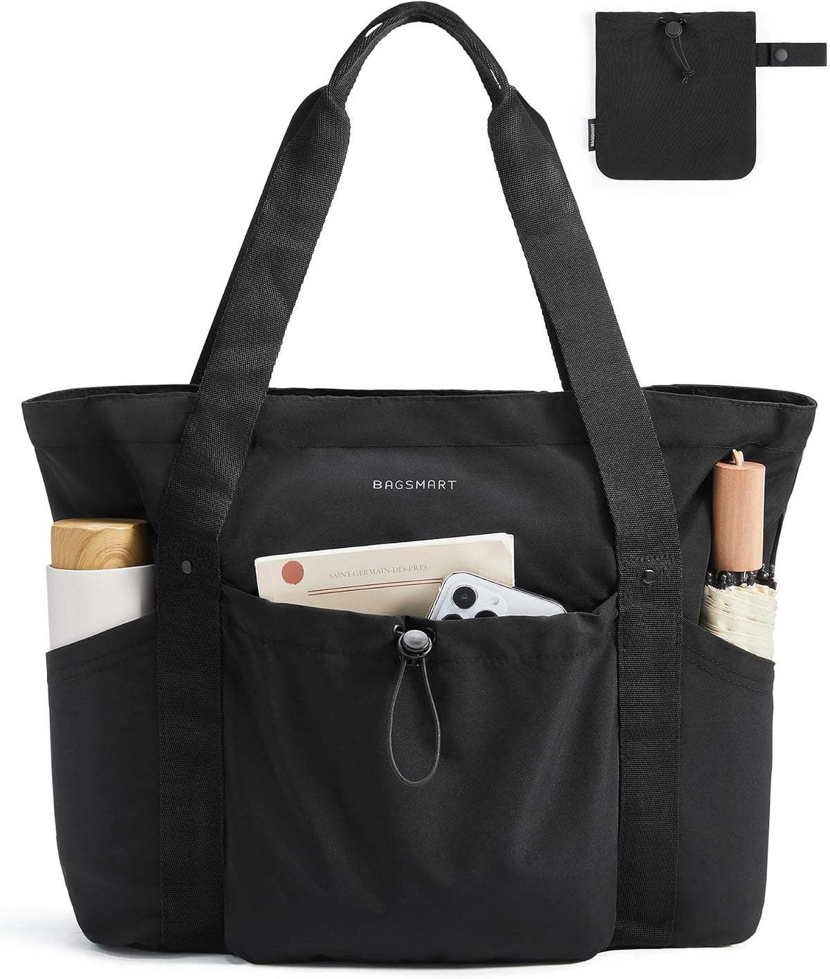 BAGSMART Bolsa Tote Plegable con Bolsa con Cordón, Bolsa Tote Grand...