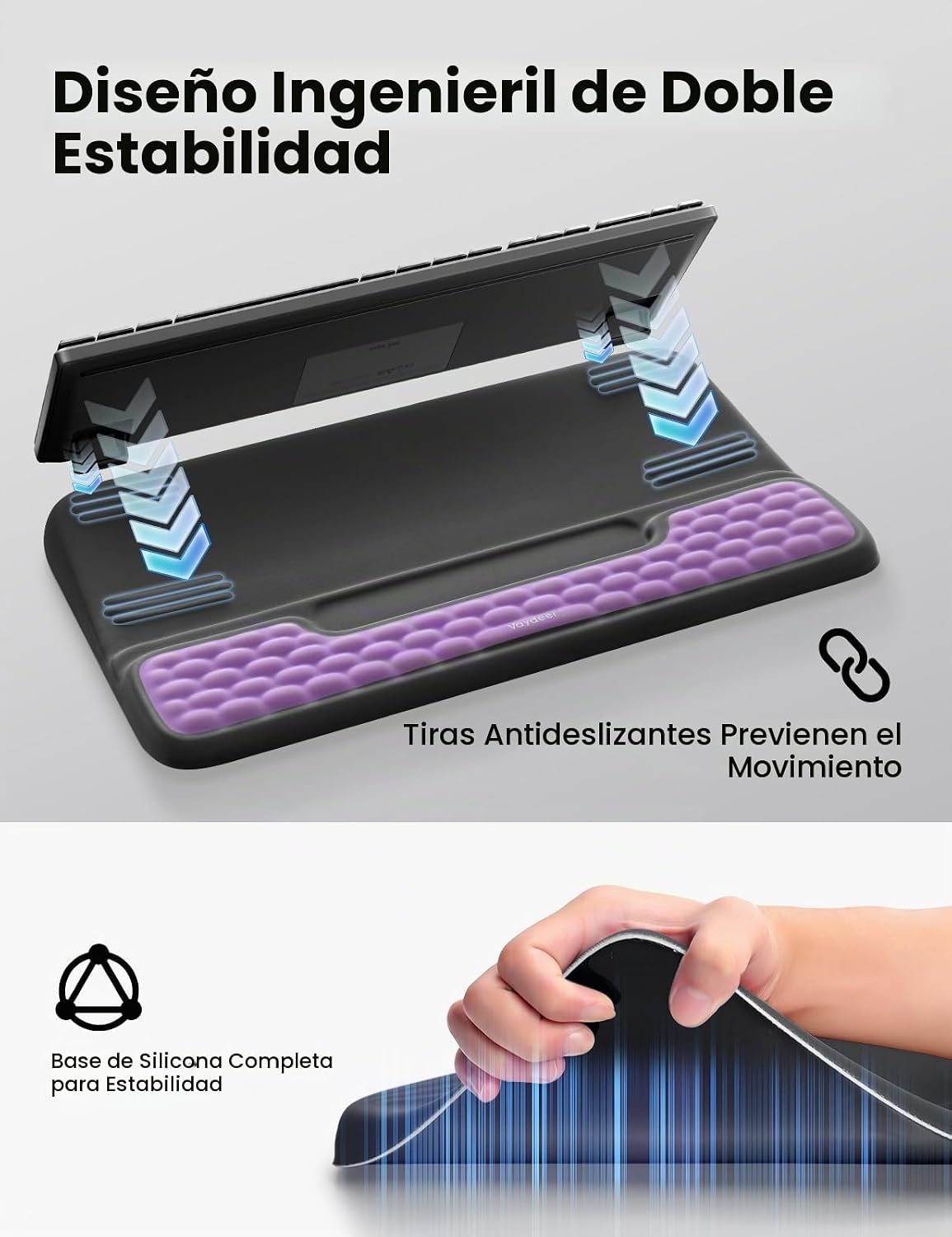 Vaydeer Juego de soporte para teclado y mouse con reposamuñecas, al...