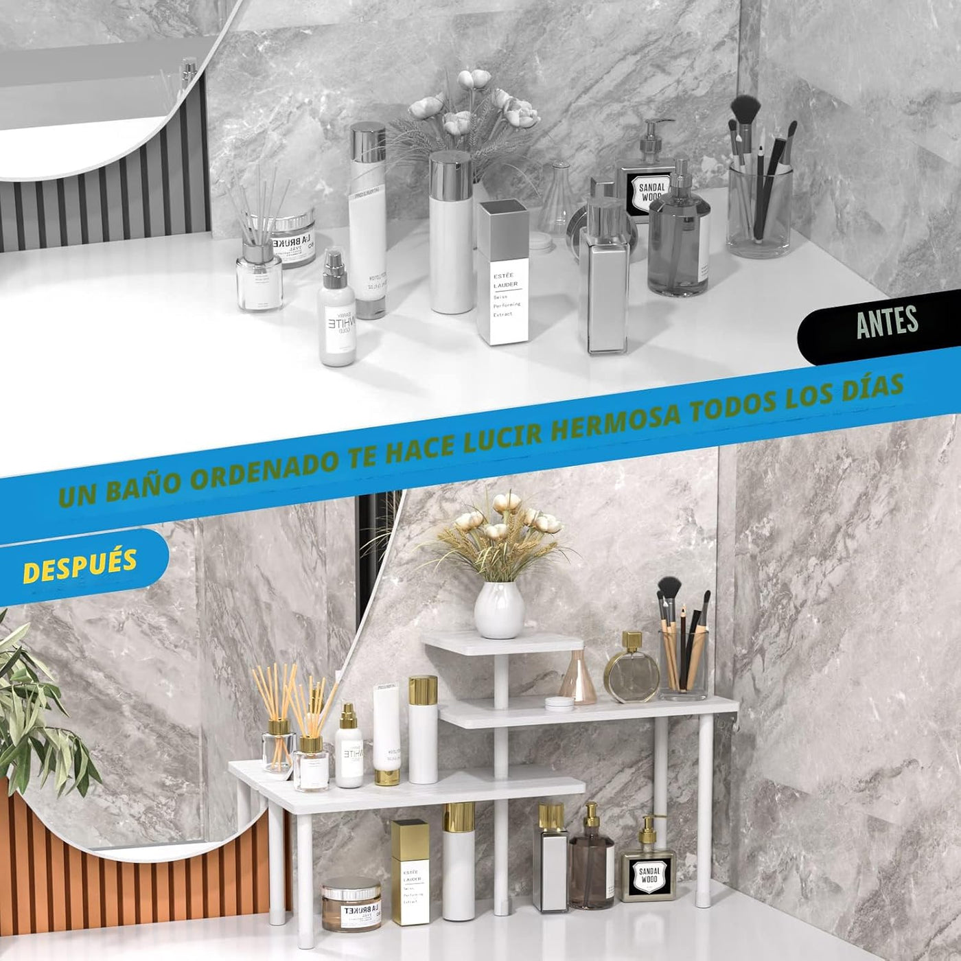 JayRex Organizador de baño, estante esquinero para encimera, organi...
