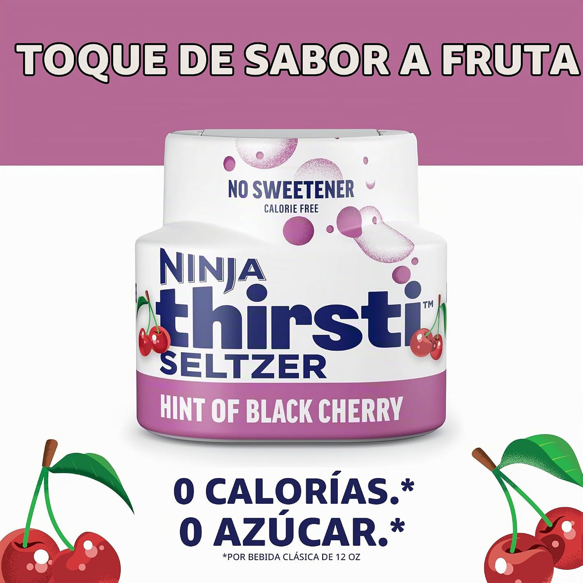 Ninja Thirsti Gotas de Agua Saborizada, SELTZER Cereza Negra, Agua...