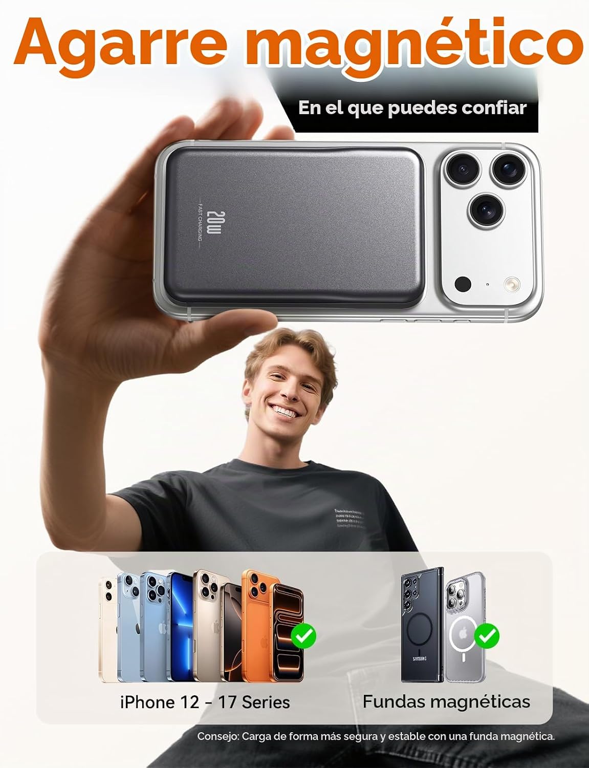 Cargador portátil magnético de 10000 mAh, batería MagSafe de carga...