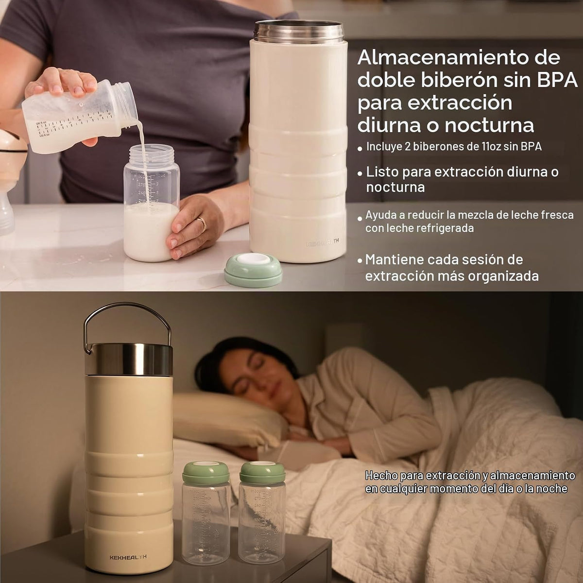KEKHEALTH Enfriador de leche materna de acero inoxidable de 22 onza...