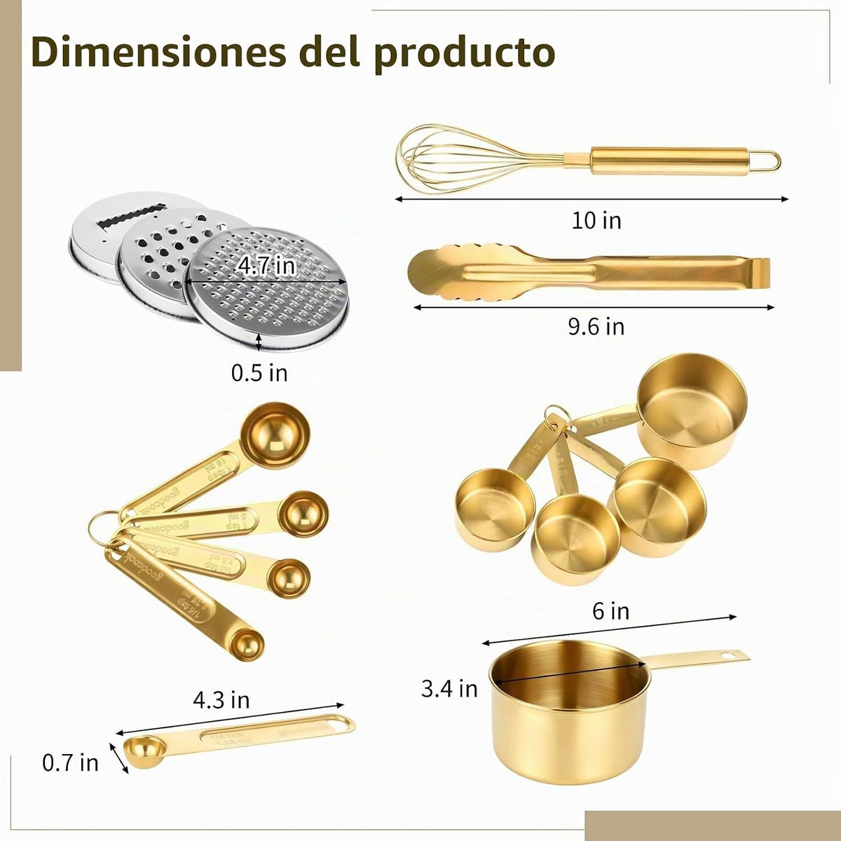 Tideme Juego de 20 cuencos dorados con tapas, 7 tazones para mezcla...