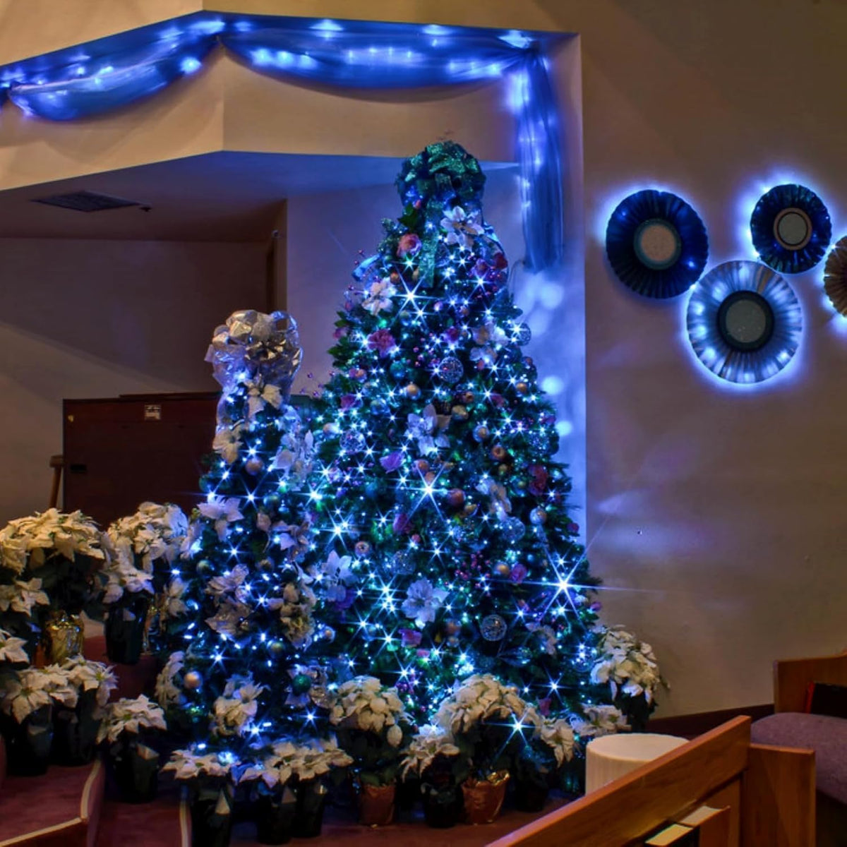 La secuencia azul conectable de la Navidad de 75,8 pies 200 LED enc...