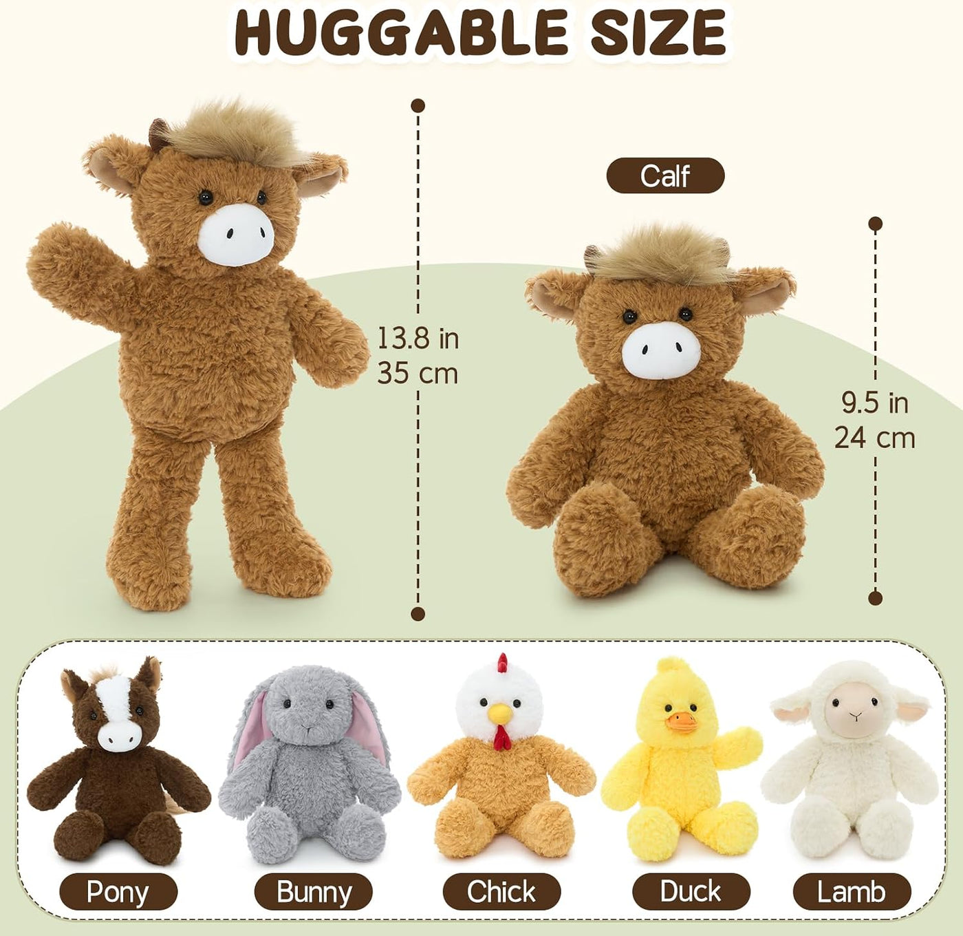 MaoGoLan Juego de 6 juguetes de peluche de animales de granja de 14...
