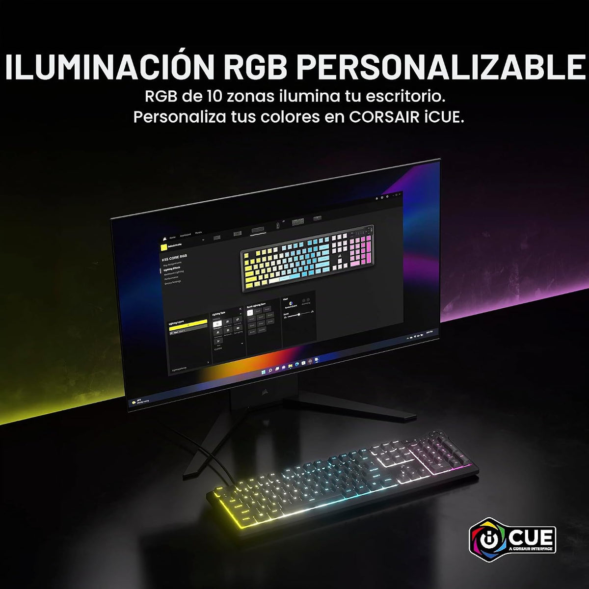 Corsair K55 CORE RGB Teclado de membrana para juegos con cable \u20...