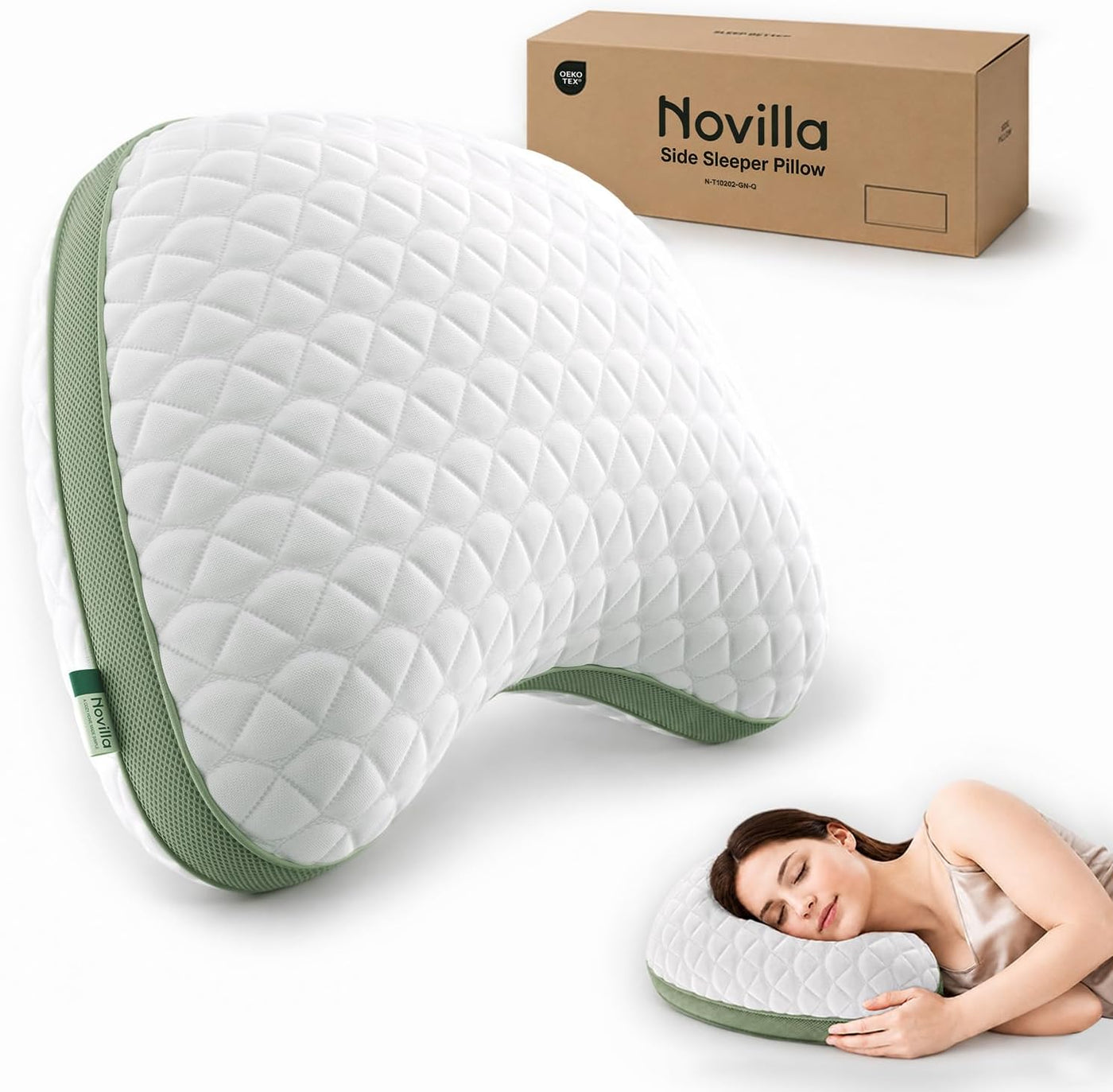 Novilla Tencel - Almohada para dormir lateral para dolor de cuello...