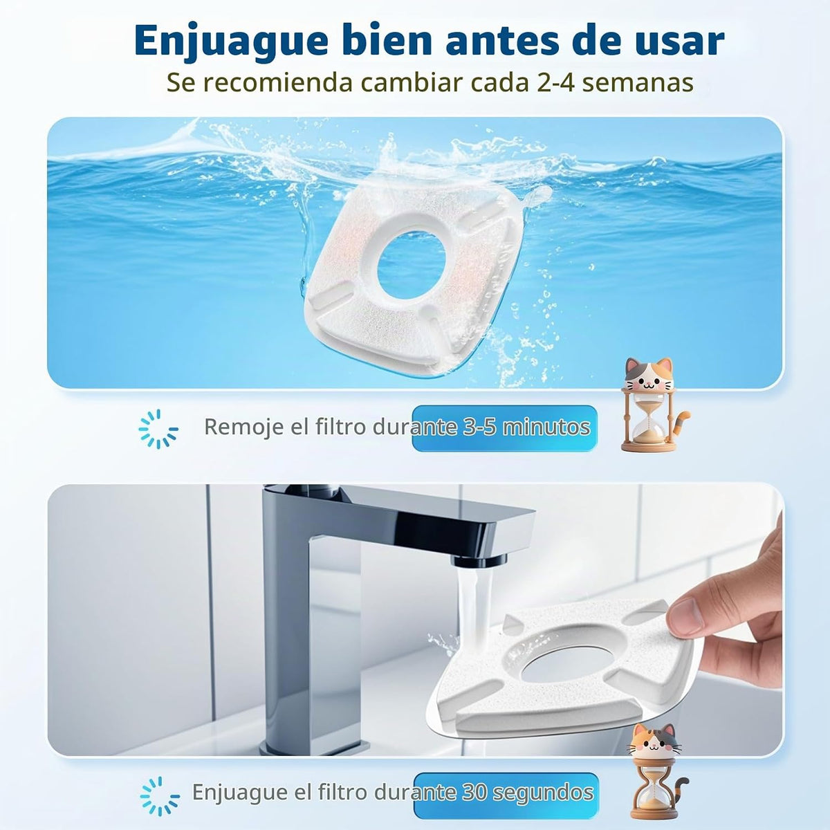 16 filtros de fuente de agua para gatos Veken de 95 onzas\/2.8 L, 6...