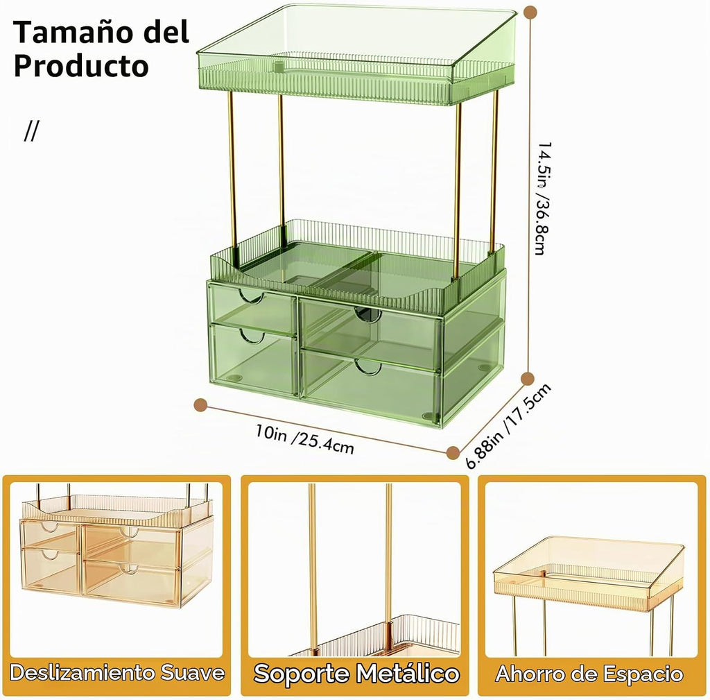 SNSLXH Organizador de maquillaje transparente de 4 niveles para | O...