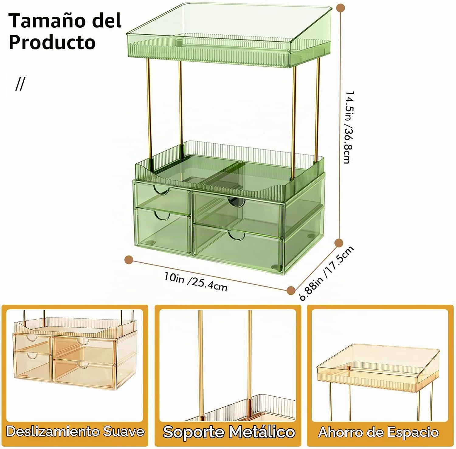 SNSLXH Organizador de maquillaje transparente de 4 niveles para | O...