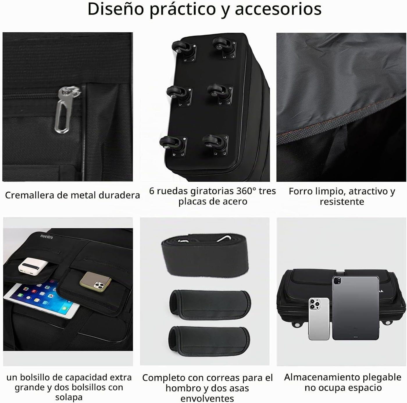 Gloyuda Equipaje expandible de 130 L, maleta de 40 pulgadas con rue...