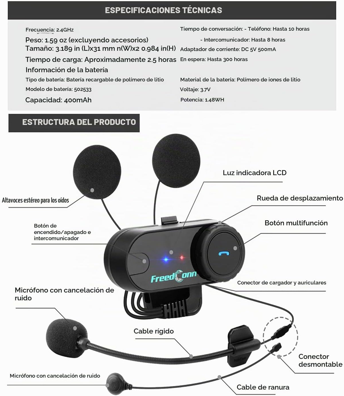 FreedConn TCOM VB - Auriculares Bluetooth para motocicleta, sistema...