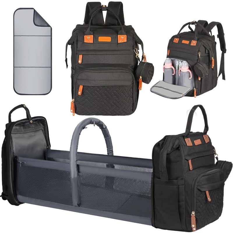 Shengmeister Mochila para pañales, con mochila para cambiador, tela...