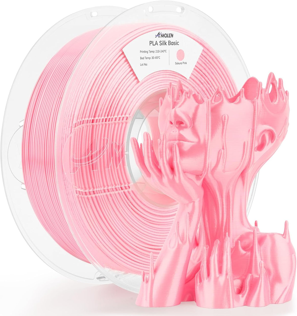 AMOLEN - Filamento PLA de 0.069 pulgadas, sedoso brillante rosa Sak...