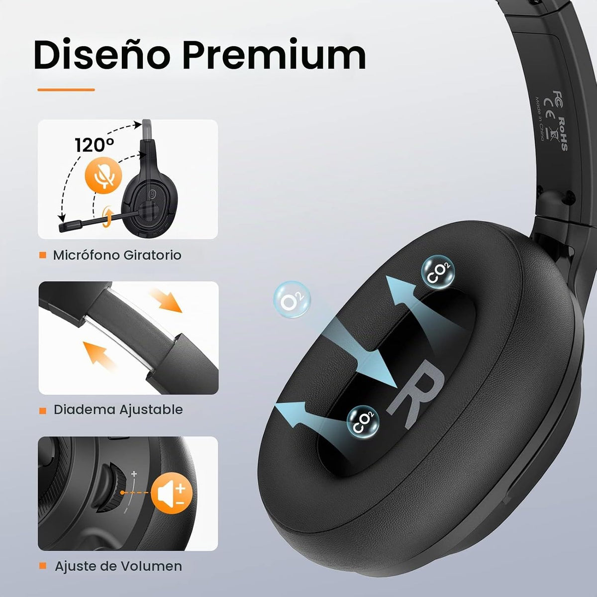 EKSA Auriculares con micrófono para laptop, auriculares con cable p...
