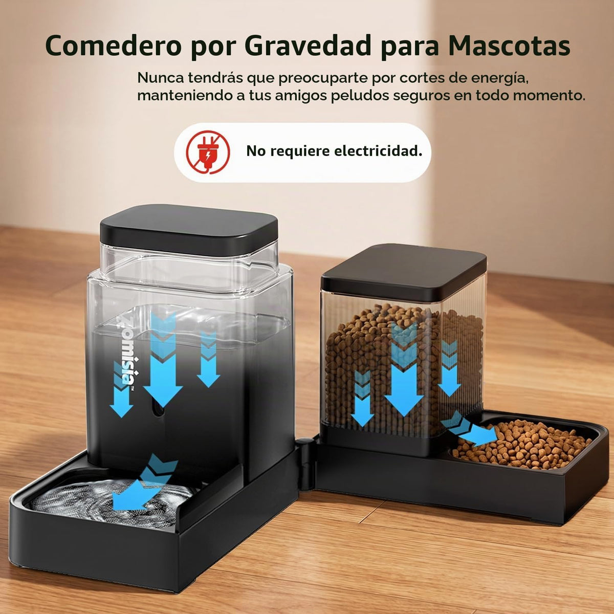 ZOMISIA - Alimentador de gravedad para gatos y dispensador de agua,...