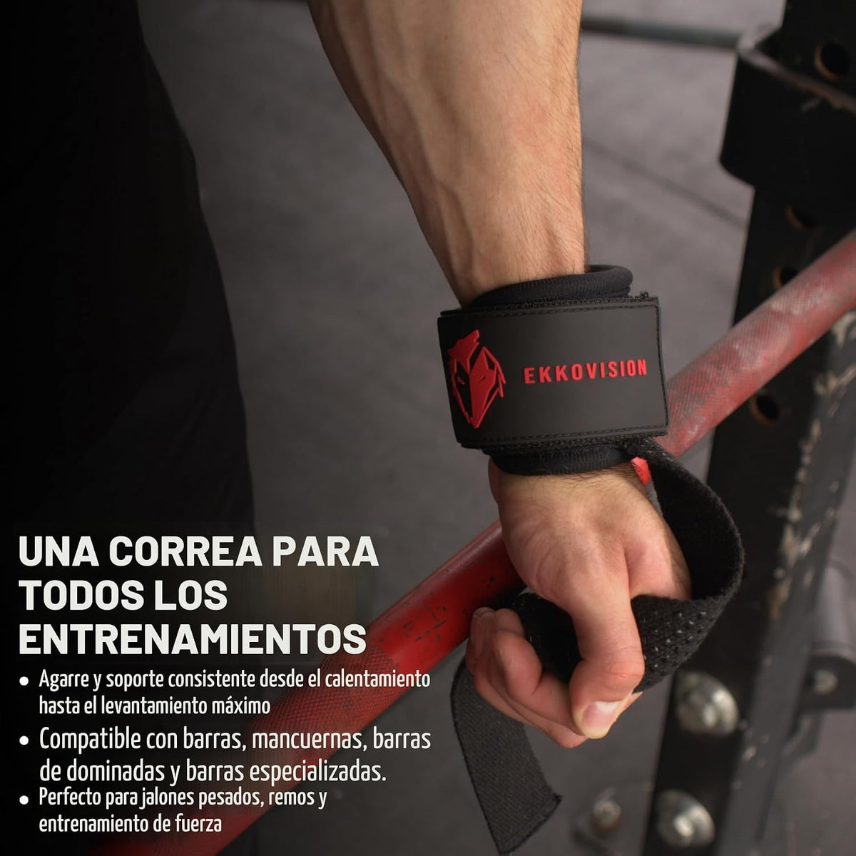 Ekkovision Correas de levantamiento de pesas con anillo en D con pu...