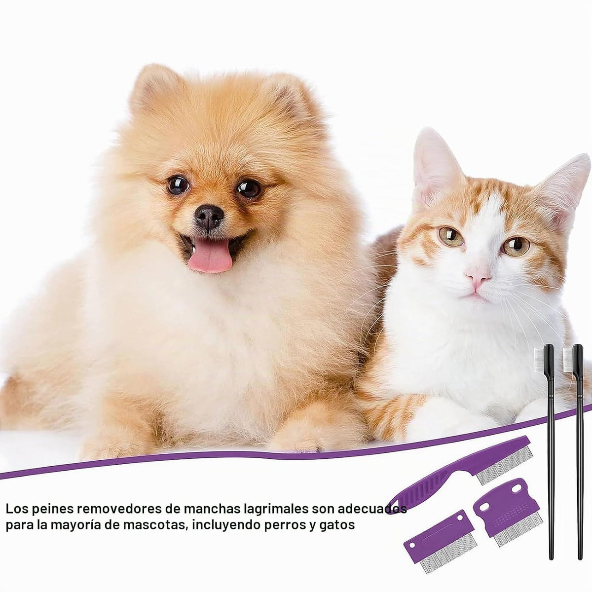 Fullhawl - 5 peines quitamanchas para ojos de perro, color morado,...
