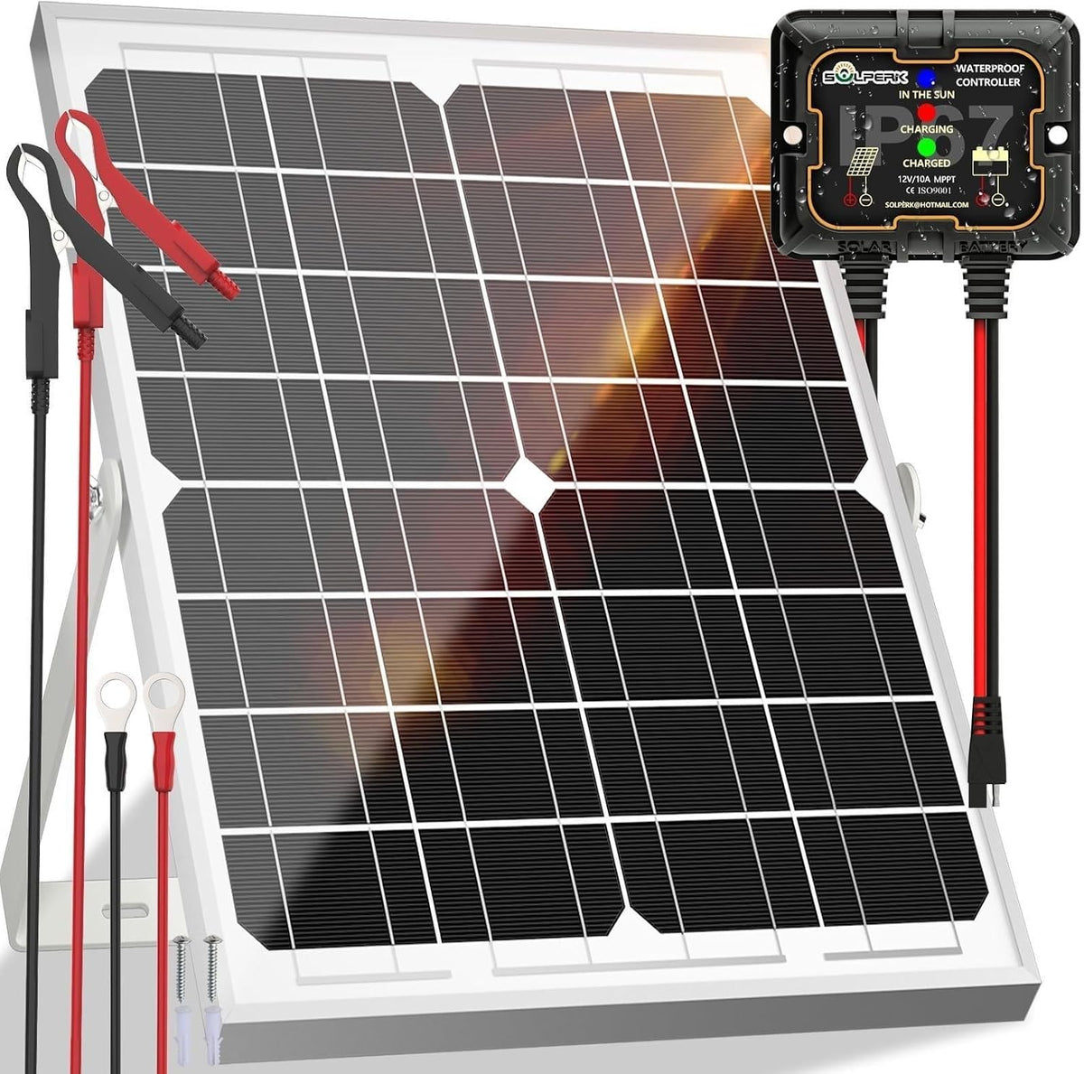 SOLPERK Kit de panel solar, cargador de batería solar impermeable +...
