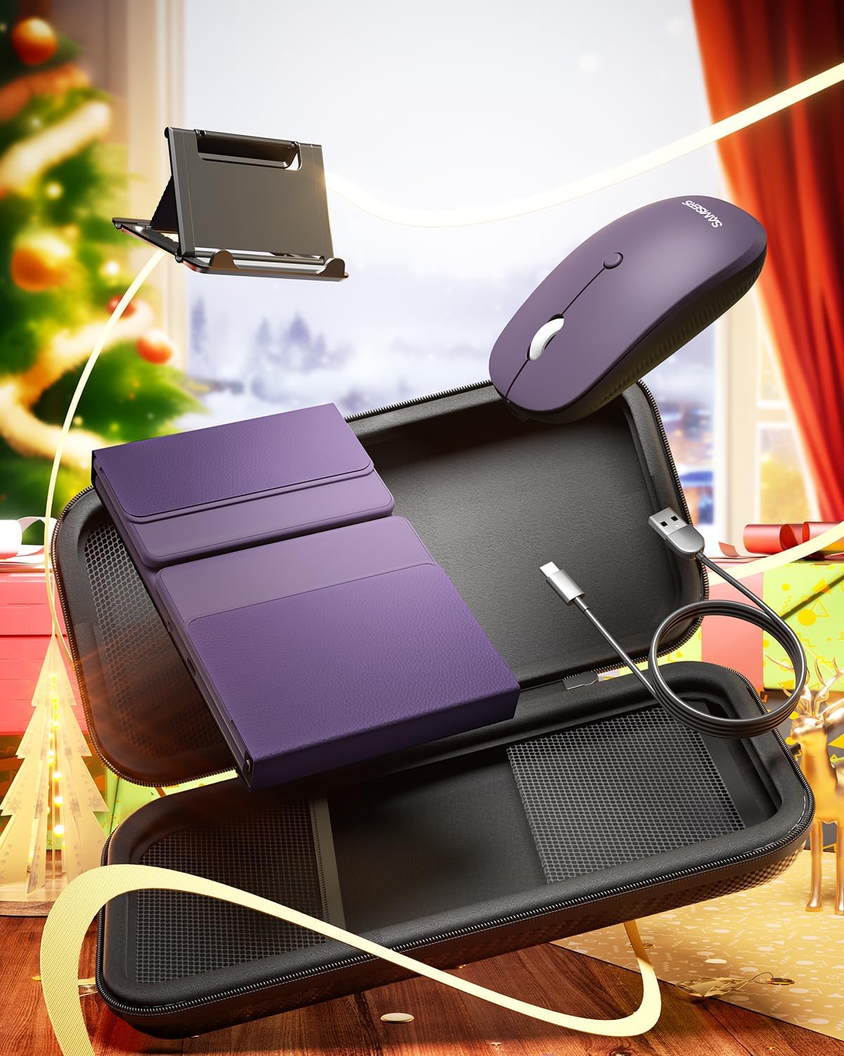 Samsers - Teclado y mouse plegables, combo de teclado Bluetooth ple...