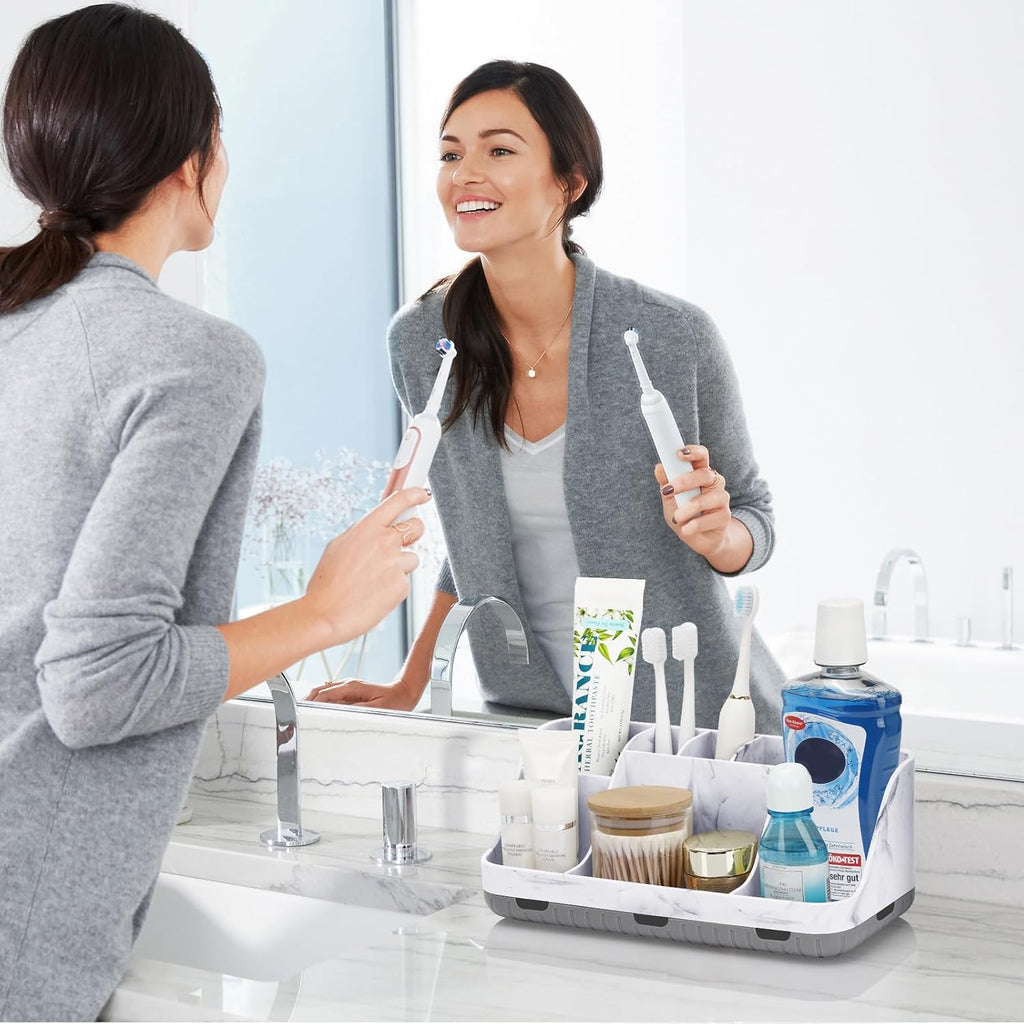 GFWARE Organizador de Encimera de Baño de Mármol - Soporte Desmonta...