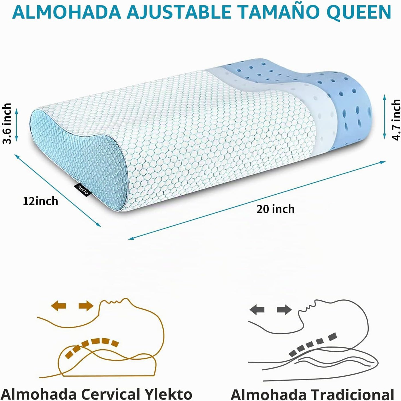 Almohadas de Espuma Viscoelástica Almohada para el Cuello para Dorm...