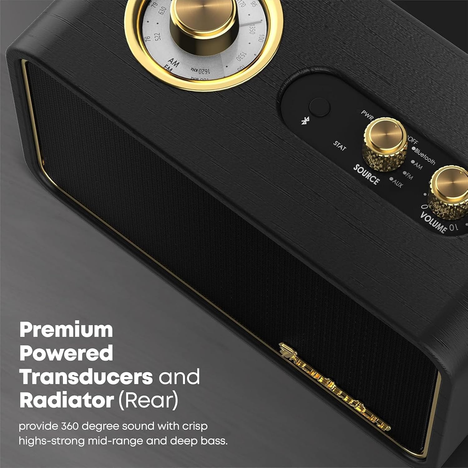 Radio Bluetooth Retro de Madera, Portátil, Inalámbrica, Negra | Alt...