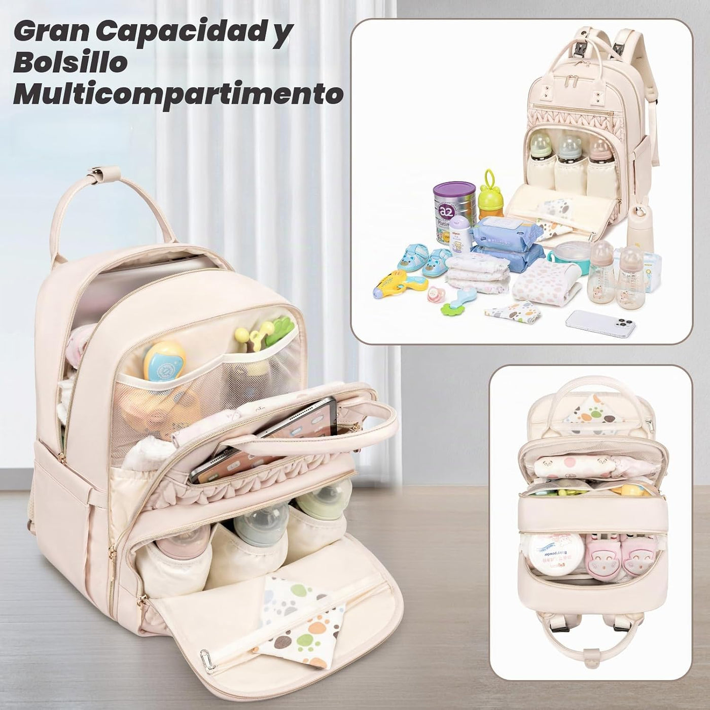 Tealari Mochila para pañales, elegante bolsa de pañales para bebé,...