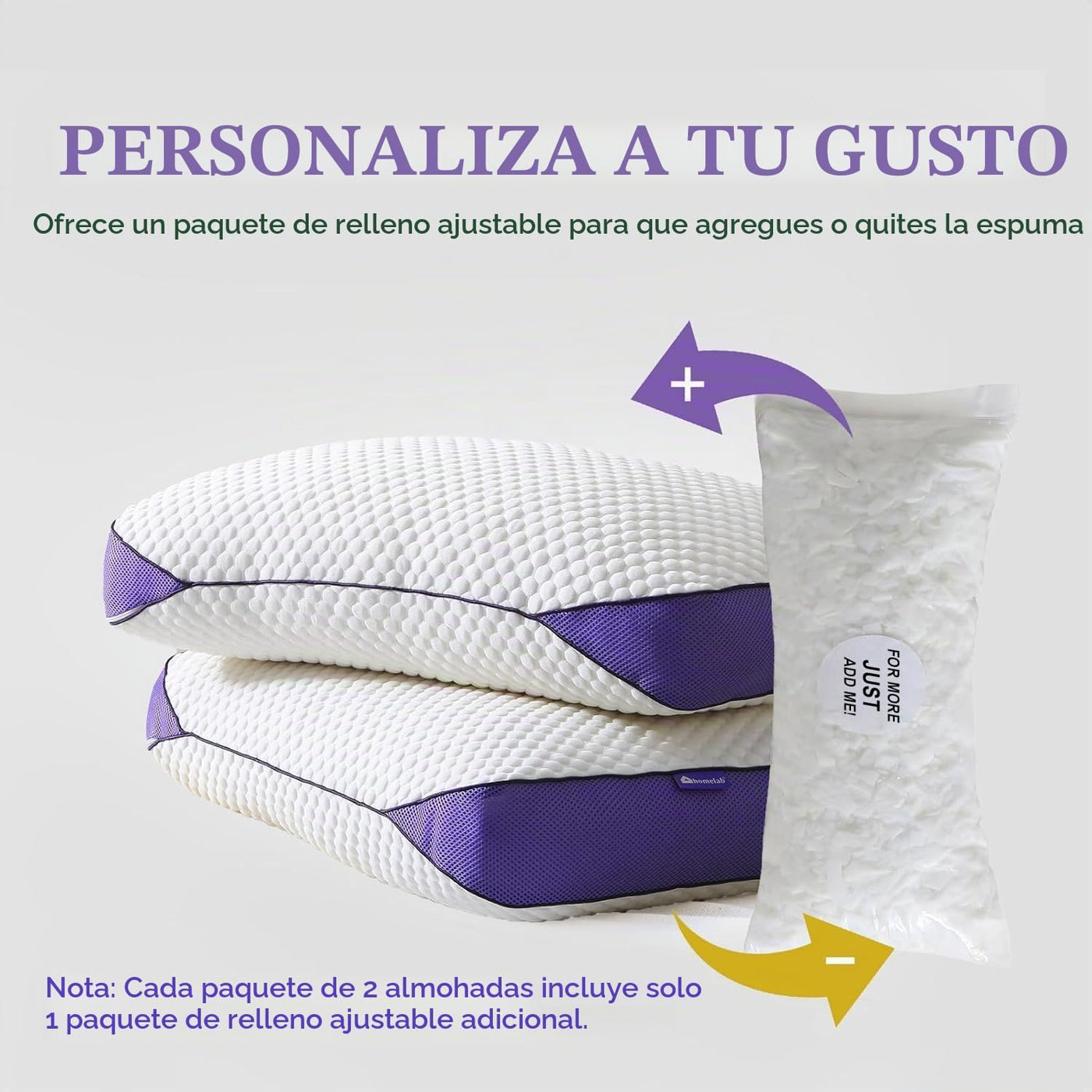 HOMELAB Almohadas ajustables de espuma viscoelástica triturada tama...