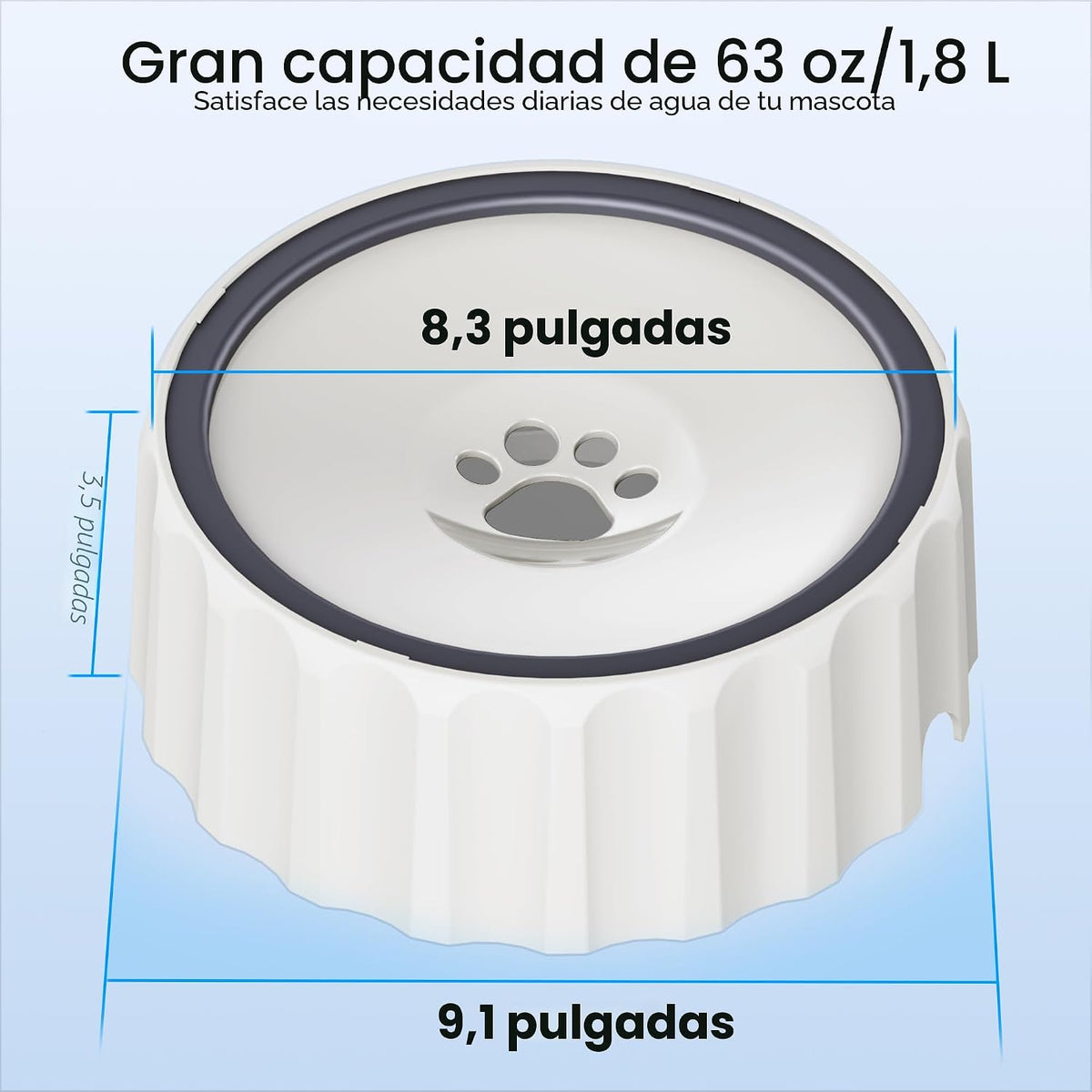 FORWH Tazón de agua para perro sin derrames 70oz\/2L Dispensador de...