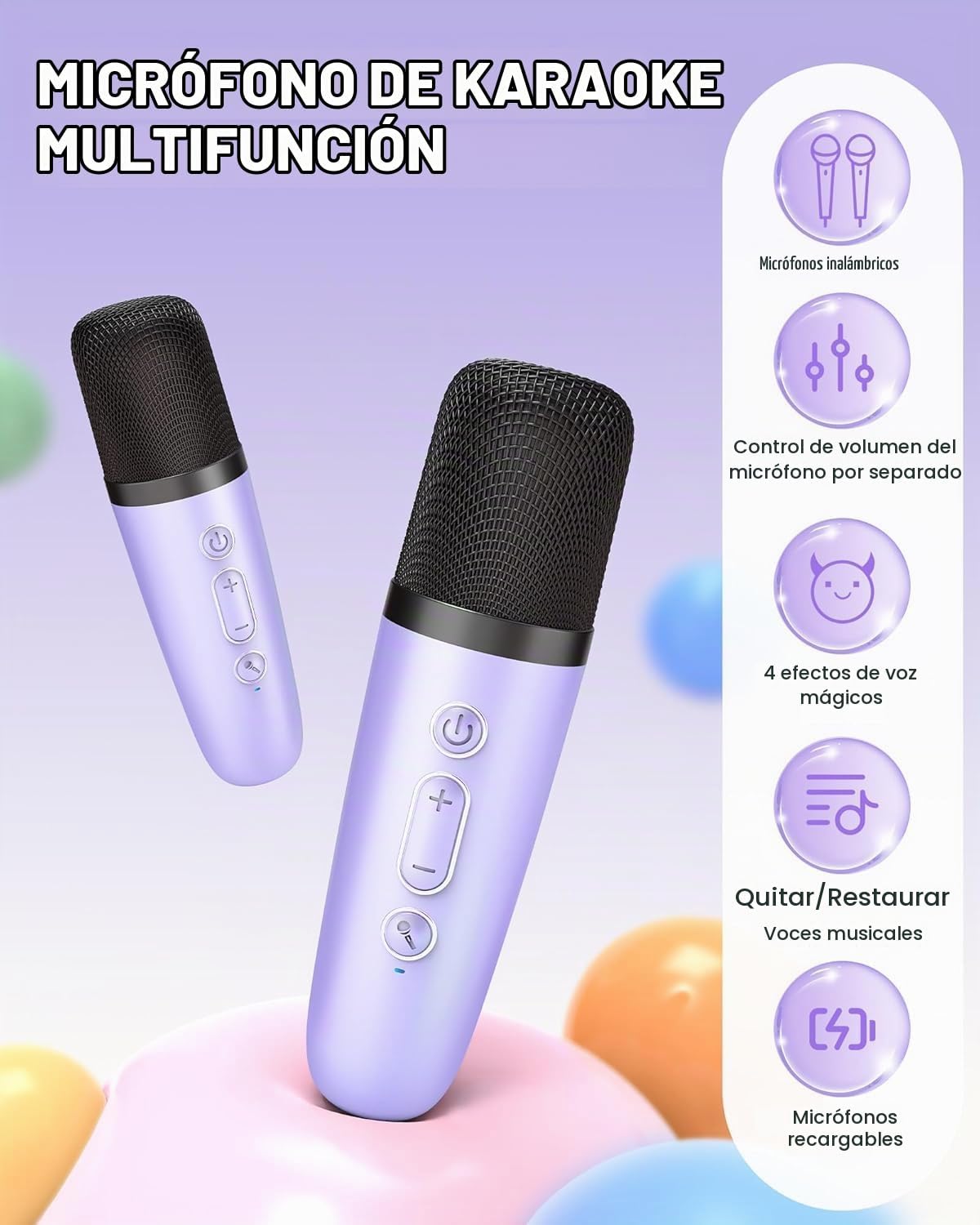YLL Mini máquina de karaoke con 4 micrófonos inalámbricos, regalos...