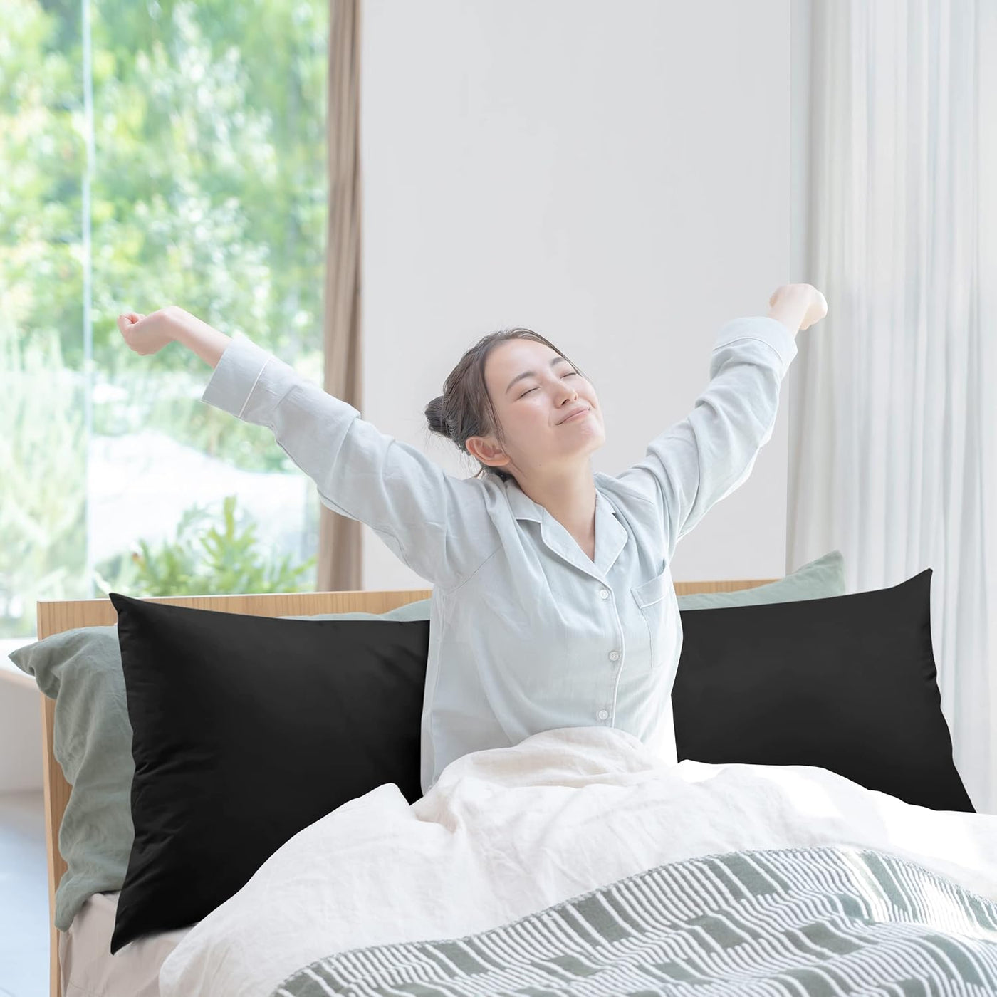 Utopia Bedding Almohada de cuerpo completo para adultos (negro, 20...