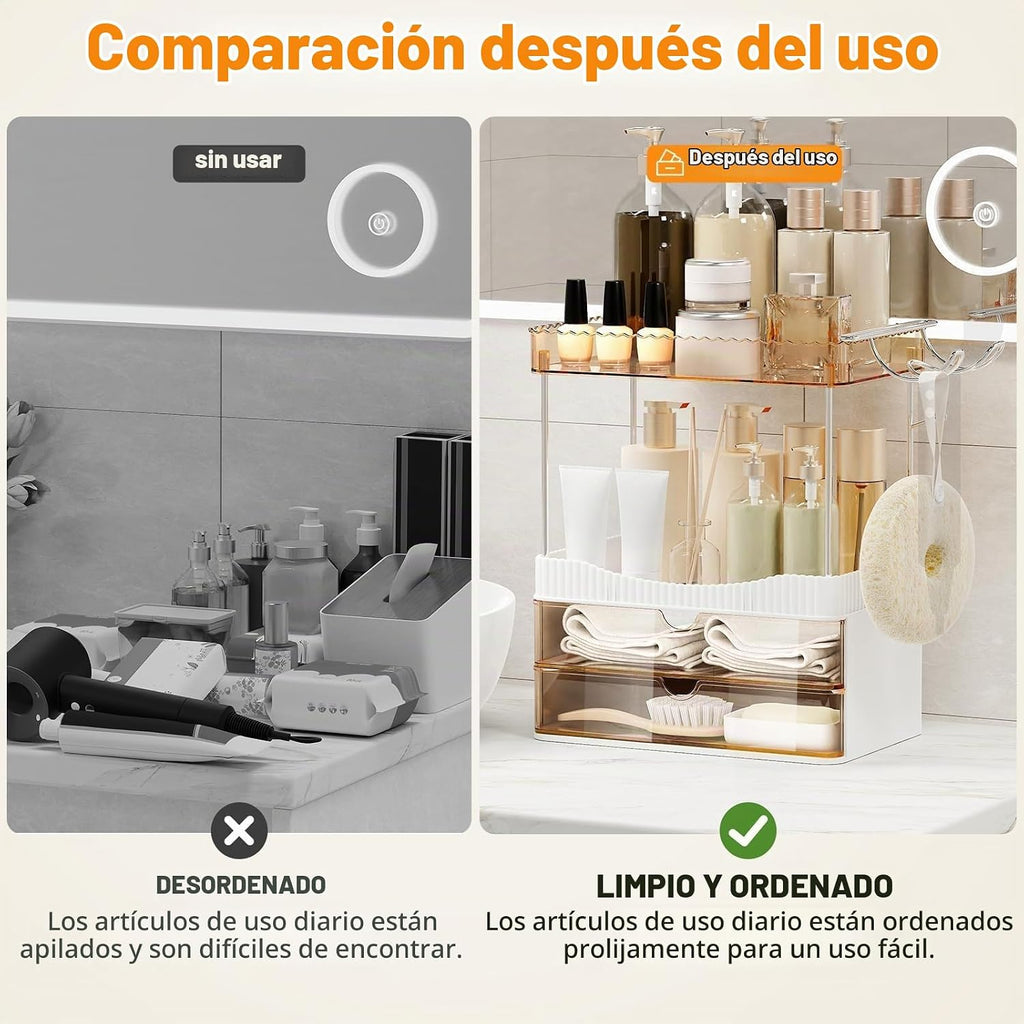 TasticTotes Organizador de mostrador de baño con soporte para secad...