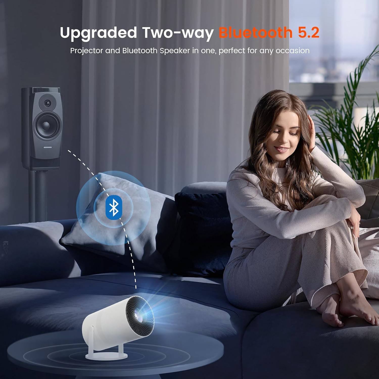 WISHOLY Mini Proyector con WiFi y Bluetooth, Proyector de Películas...