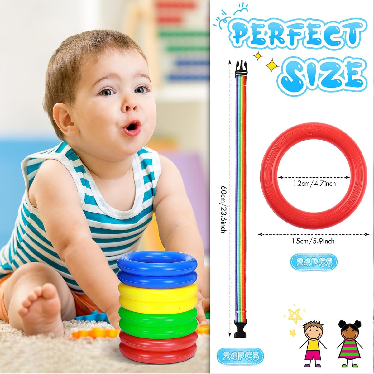 Berlune 24 piezas de cuerda para caminar para niños pequeños cuerda...