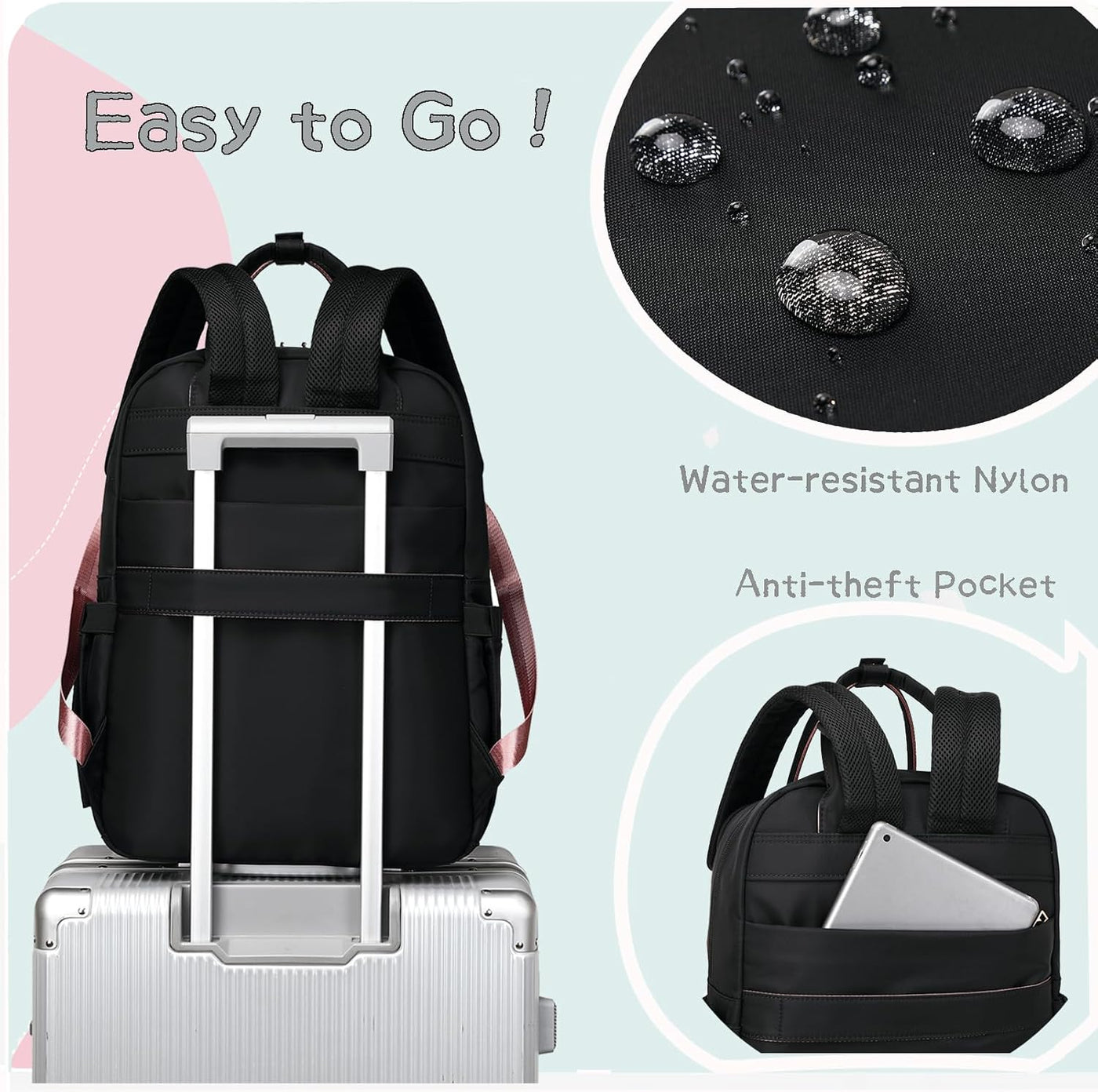 LORADI Mochila grande para pañales de 18 bolsillos, color negro | C...