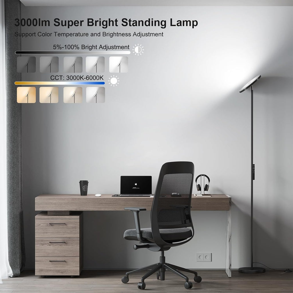SUNMORY Lámparas de pie para sala de estar, lámpara de pie LED súpe...