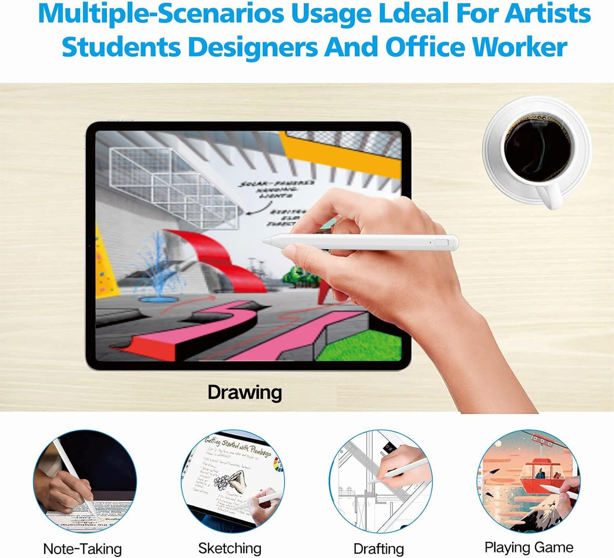 Lápiz óptico para iPad 2018-2025 con rechazo de palma, Apple Pencil...