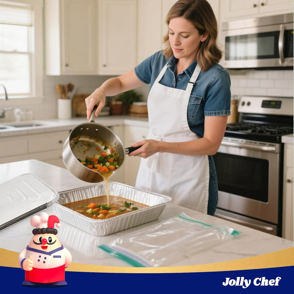 JOLLY CHEF Bandejas de aluminio de 9 x 13 con tapas (25 unidades) -...
