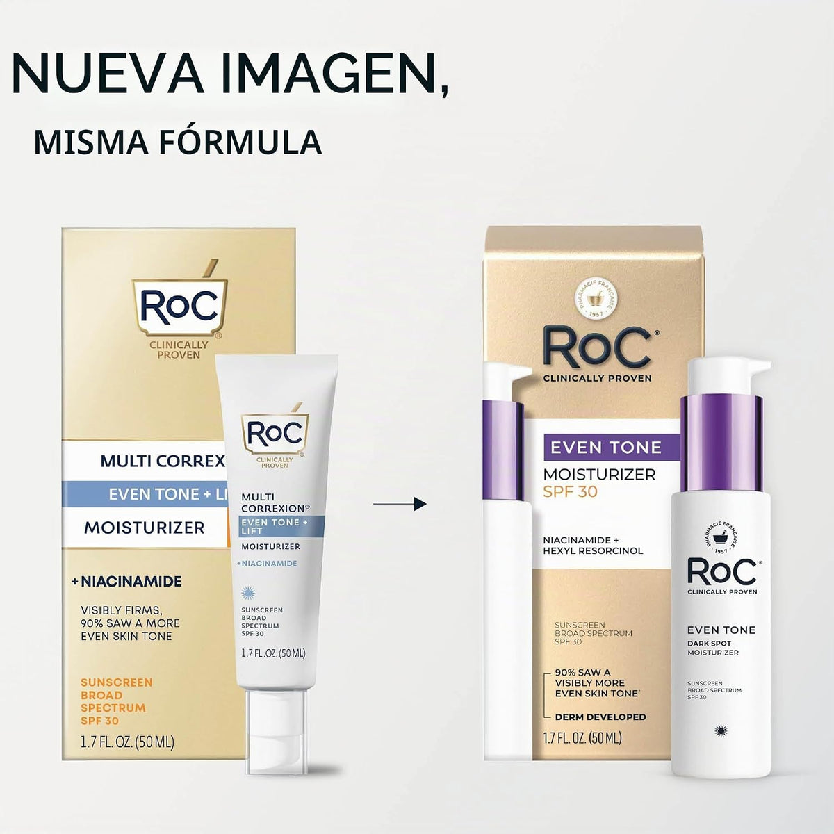 RoC Niacinamide Daily Face Moisturizer SPF 30, tono uniforme 5 en 1...