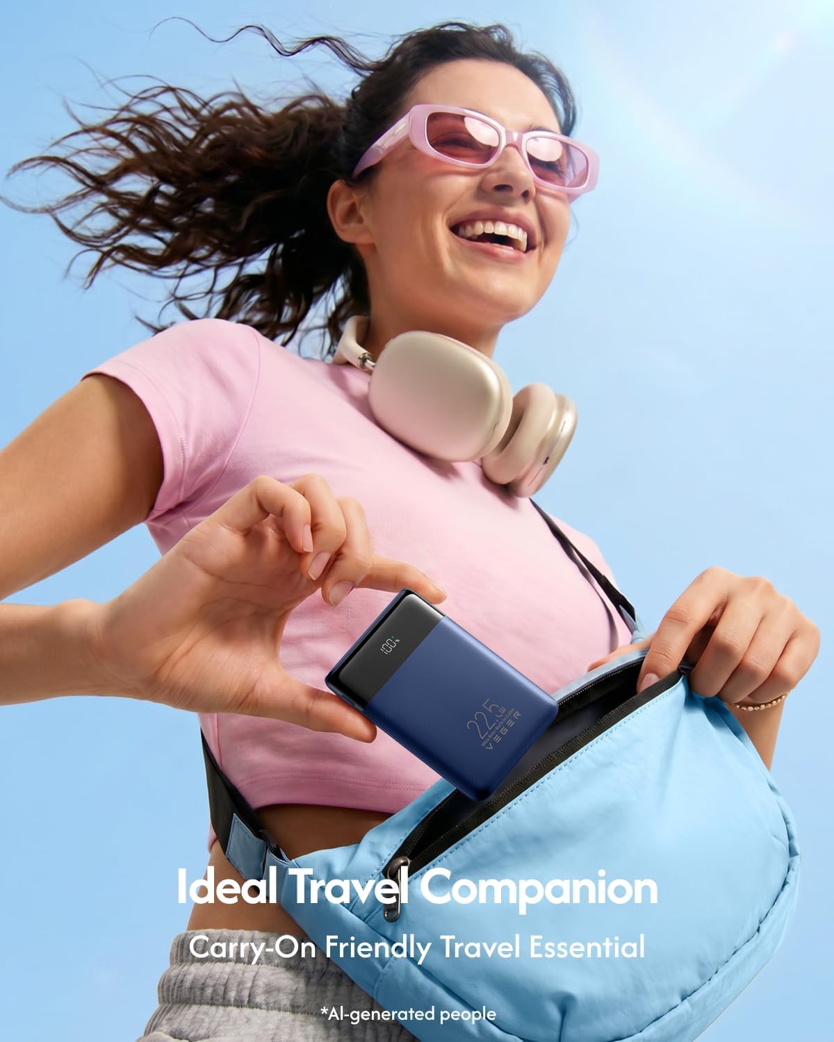 VEGER Cargador portátil de carga rápida de 10000mAh 0.4lb con cable...