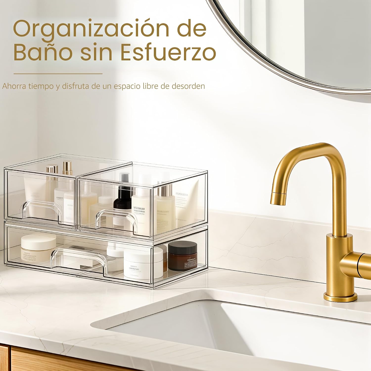 Criusia Cajones de almacenamiento apilables, paquete de 4 organizad...