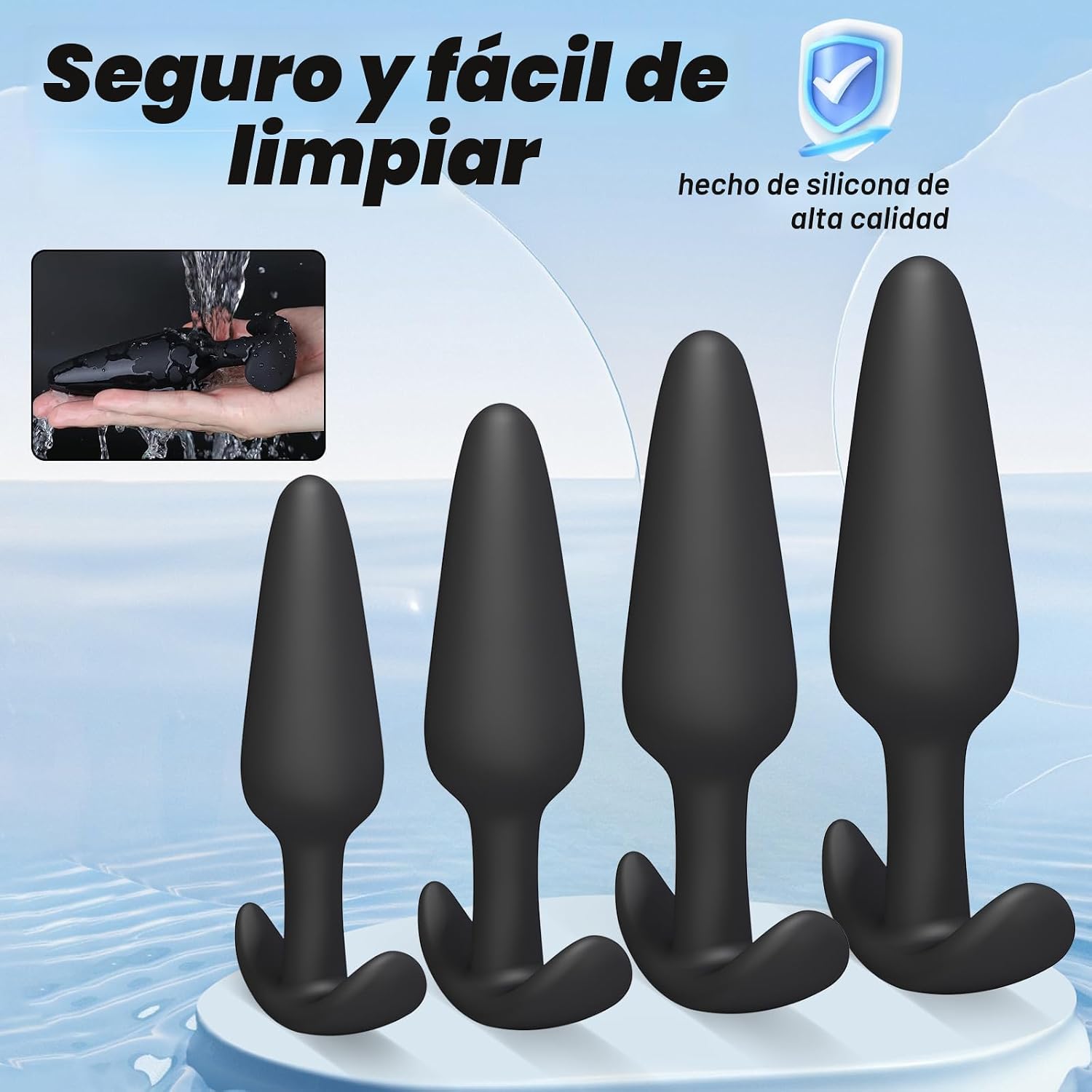 URZZAN Juego de 4 tapones anales de silicona para principiantes a a...