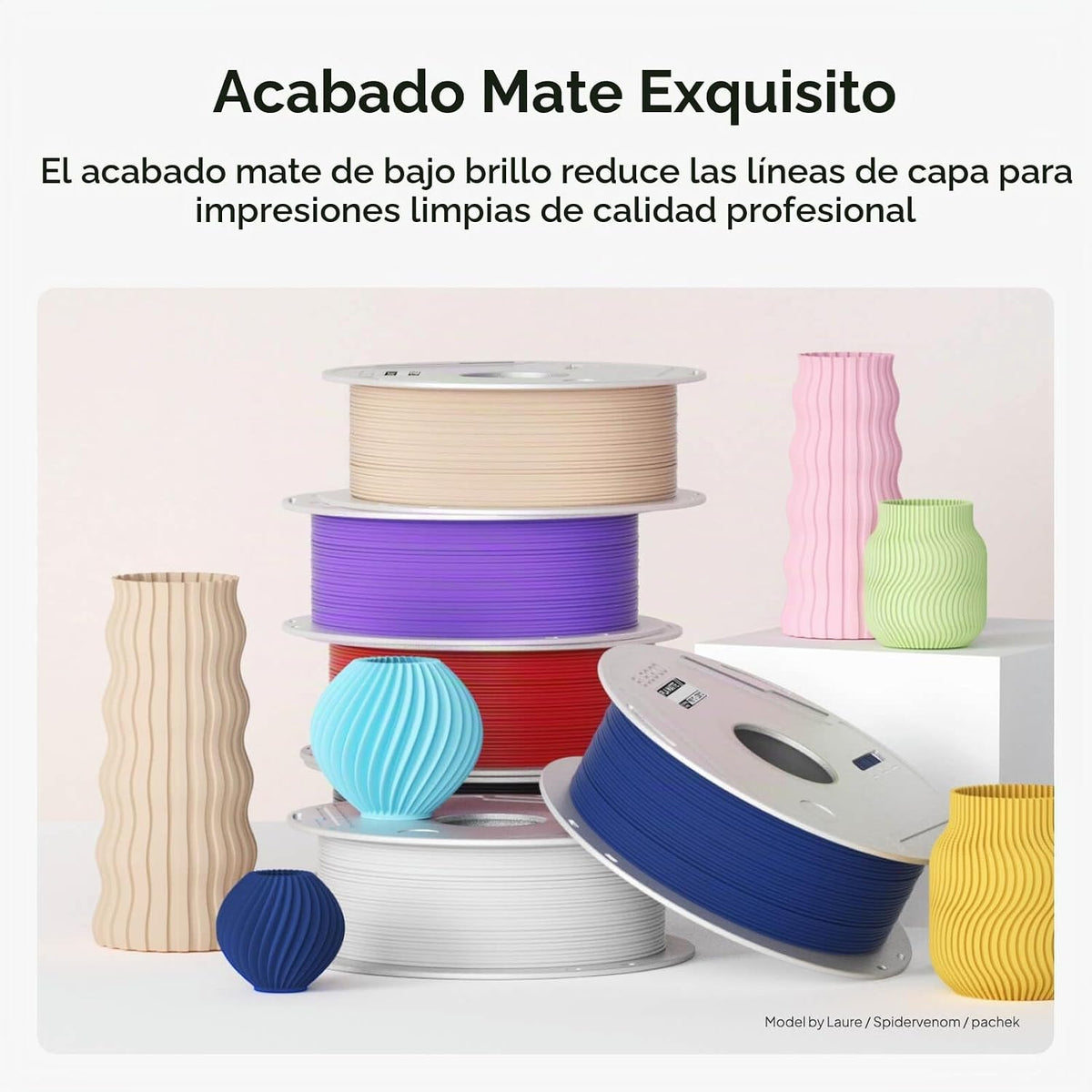 ELEGOO Filamento de impresora 3D PLA mate con carrete reutilizable,...