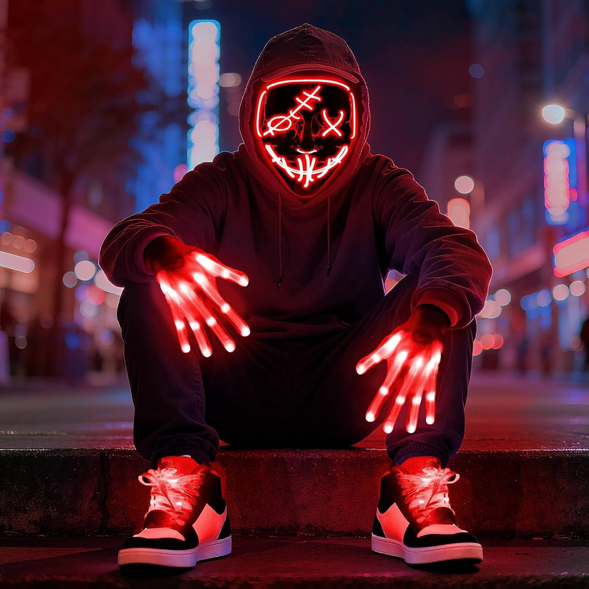 Conjunto de cordones para zapatos y guantes con máscara LED, kit de...