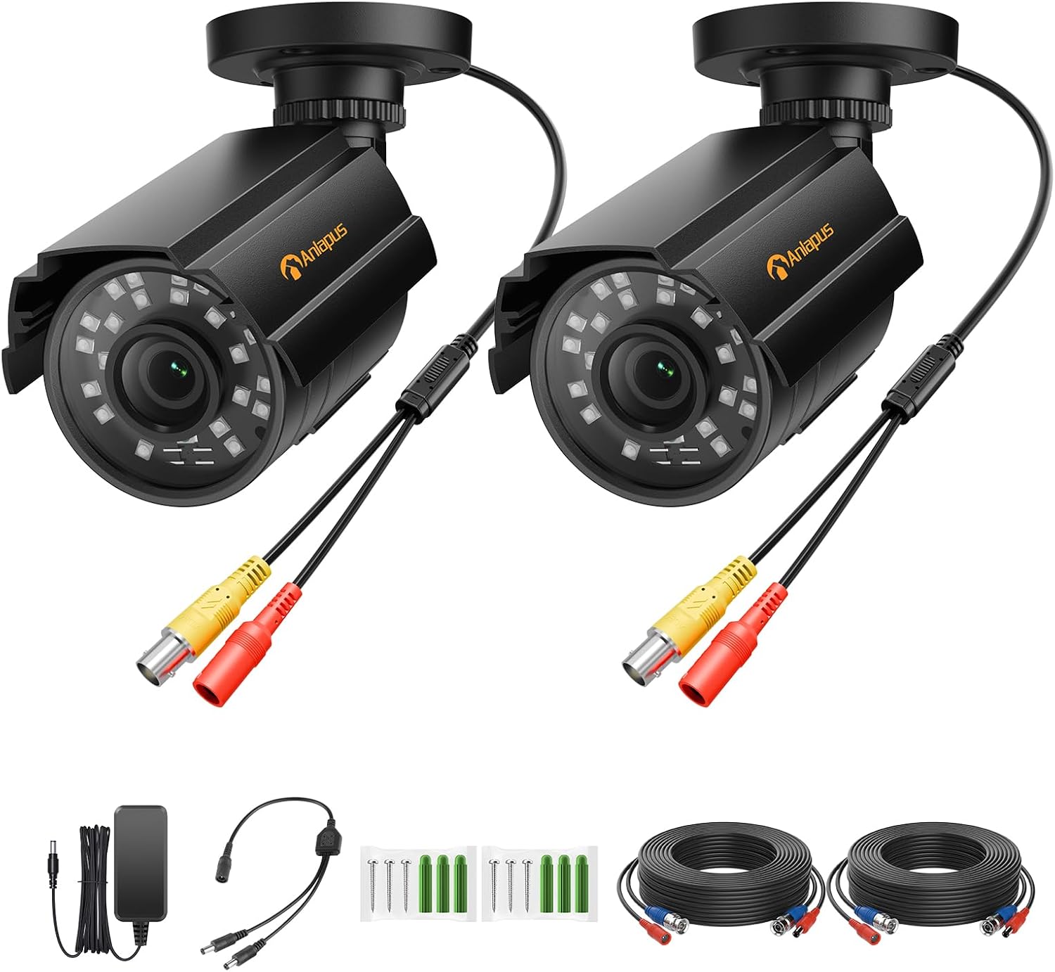Anlapus Paquete de 2 cámaras de seguridad 1080P para sistema de vig...
